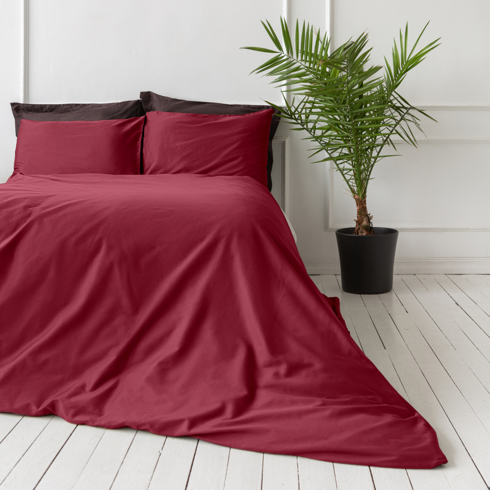 Premium satino patalynės komplektas „Maroon“. Satino patalynė, 140x200 cm, 200x200 cm, 200x220 cm, 220x240 cm