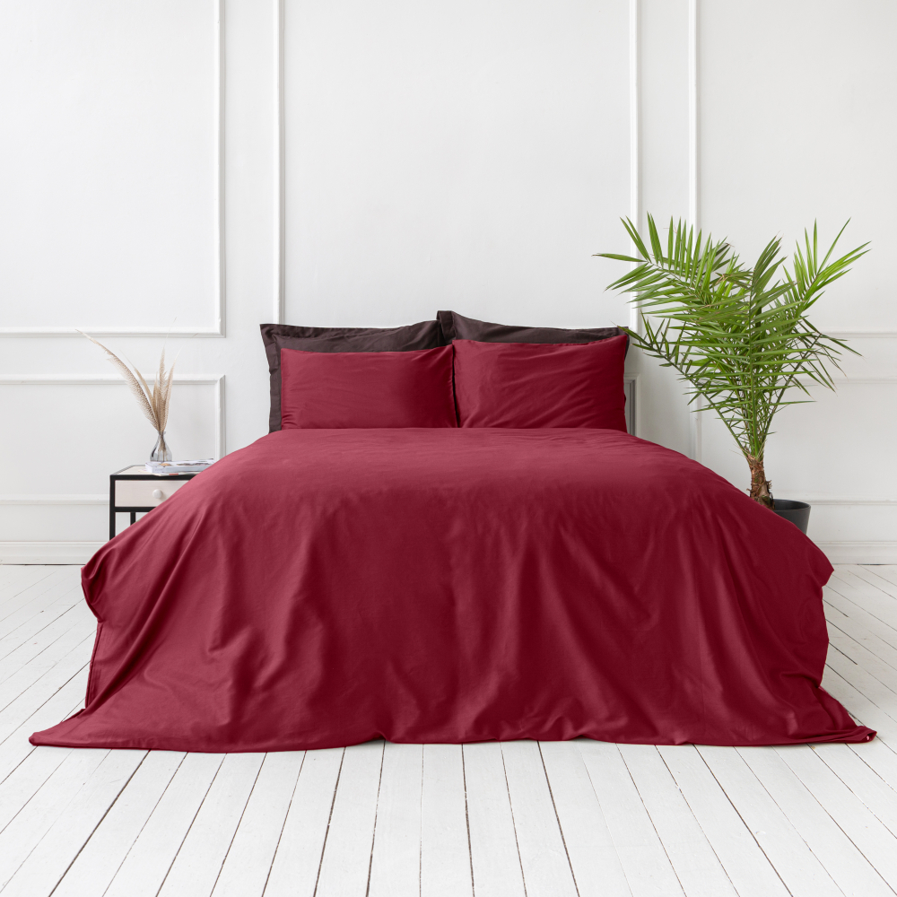 Premium satino patalynės komplektas „Maroon“. Satino patalynė, 140x200 cm, 200x200 cm, 200x220 cm, 220x240 cm