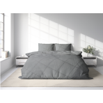 Premium satino patalynės komplektas „Grey stripe 3 mm“. Satino patalynė, 200x220 cm