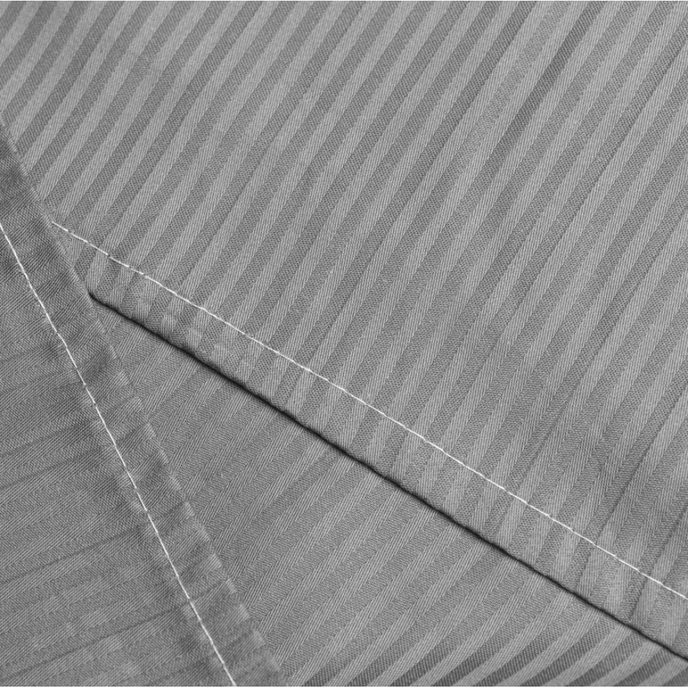 Premium satino patalynės komplektas „Grey stripe 3 mm“. Satino patalynė, 160x200 cm, 200x220 cm