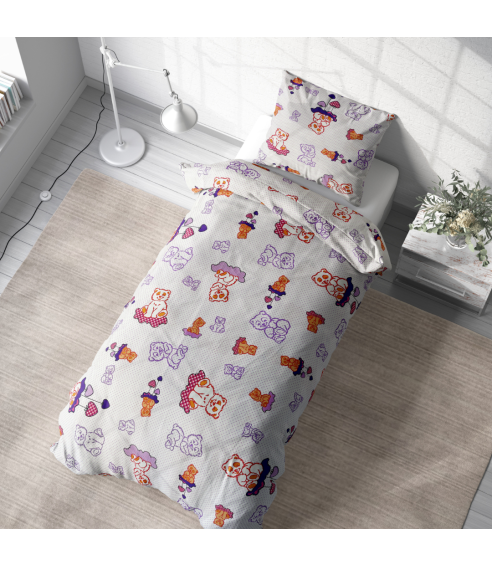 Vaikiškas patalynės komplektas „Violet bears”. Vaikiška patalynė
