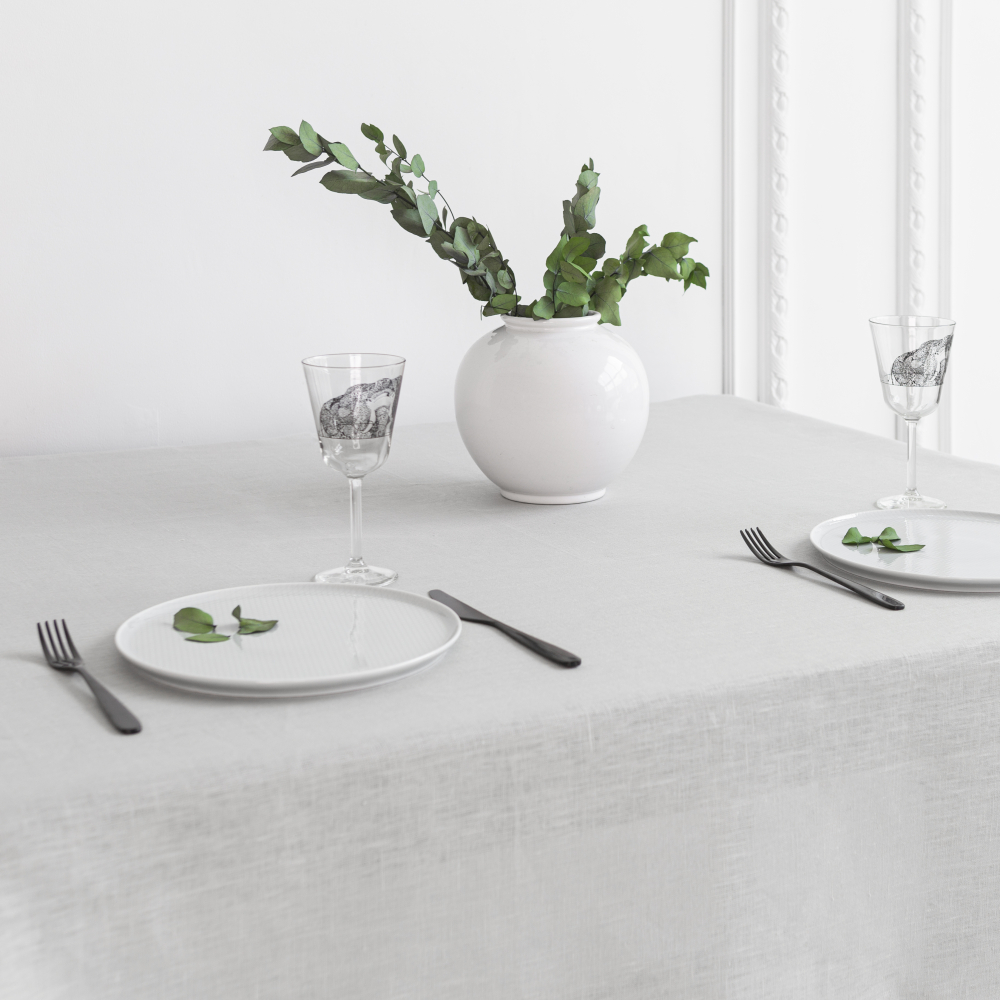 Staltiesė „Linen grey“. Lininės staltiesės, 140x140 cm, 140x300 cm