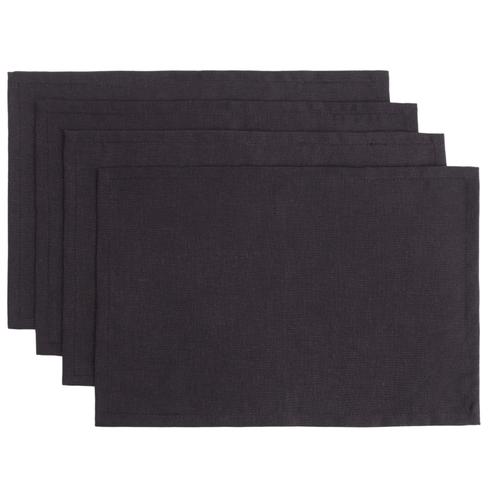 Stalo padėkliukai „Linen black“ 4vnt.. Lininės staltiesės, 30x45 cm