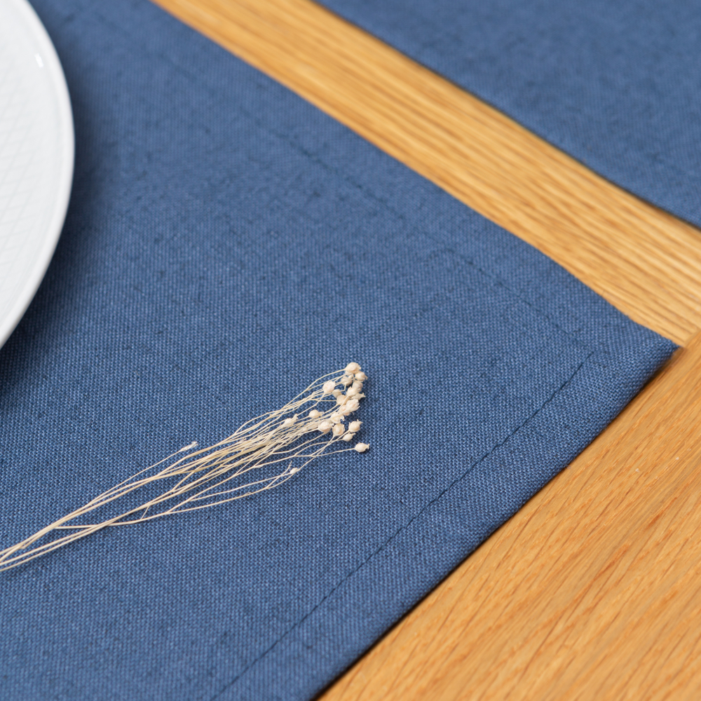 Stalo padėkliukai „Linen royal blue“ 4vnt.. Lininės staltiesės, 30x45 cm