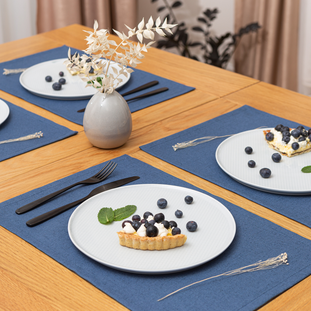 Stalo padėkliukai „Linen royal blue“ 4vnt.. Lininės staltiesės, 30x45 cm