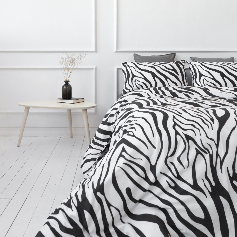 Patalynės komplektas „Zebra“. Medvilninė patalynė, 140x200 cm, 200x220 cm