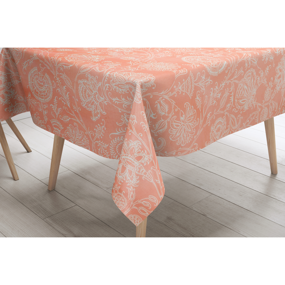 Staltiesė „Orange flora“. Medvilninės staltiesės, 140x180 cm, 140x240 cm, 140x300 cm