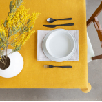 Staltiesė „Linen yellow“. Lininės staltiesės, 140x140 cm, 140x300 cm