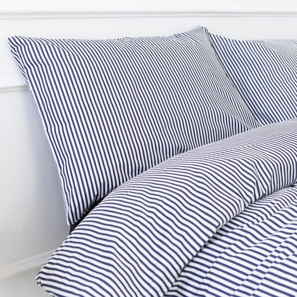 Patalynės komplektas „Blue stripes“. Medvilninė patalynė, 140x200 cm