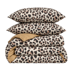 Dvigulė patalynė „Roar“. Flanelinė patalynė, 200x200 cm, 200x220 cm. Leopardo rašto patalynės komplektas su smėlio, rusvais ir juodais tonais. Dvigulė patalynė „Roar“. Flanelinė patalynė, 200x200 cm, 200x220 cm. Leopardo rašto patalynės komplektas su smėlio, rusvais ir juodais tonais.