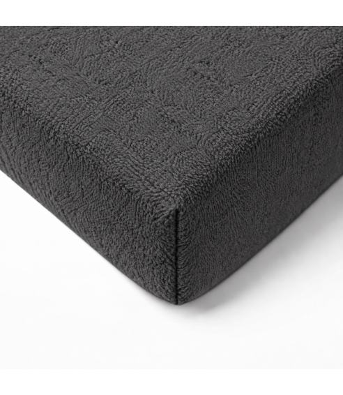 Frotinė paklodė su guma „Dark grey frote“. Paklodės su guma 90x200