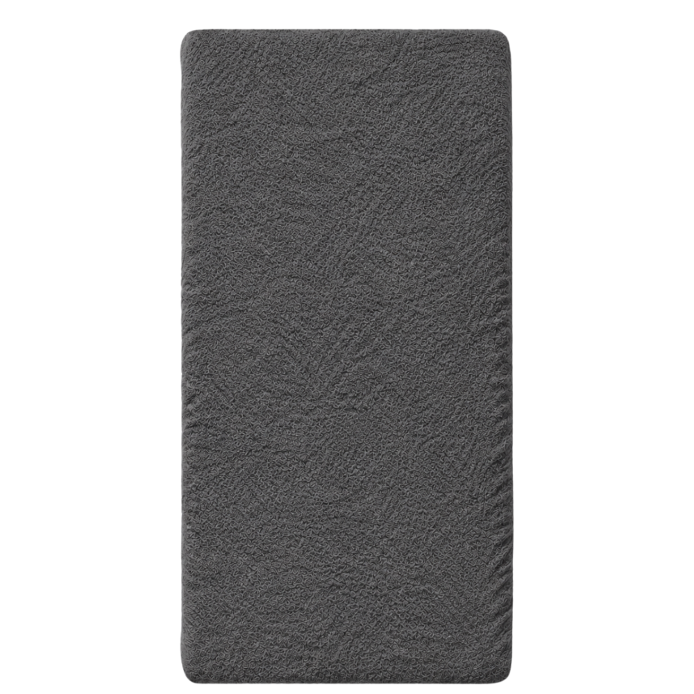 Frotinė paklodė su guma „Dark grey frote“. Paklodės su guma 180x200, 90x200 cm, 140x200 cm, 160x200 cm, 180x200 cm, 200x220 cm
