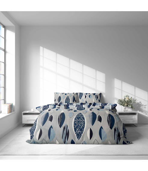 Glamžytos medvilnės patalynės komplektas „Kora Indigo Drift“. Medvilninė patalynė