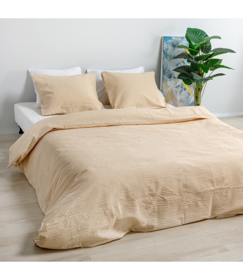Glamžytos medvilnės patalynės komplektas „Kora Peach“. Medvilninė patalynė