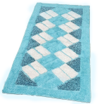 Kilimas „Blue Diamond Mosaic Rug“, 70x140 cm. Ryškiai mėlynas kilimas, dekoruotas šviesiomis baltomis stačiakampėmis ir tamsesniais mėlynais trikampiais kampuose, juosiančiais centrines figūras. Kilimas „Blue Diamond Mosaic Rug“, 70x140 cm. Ryškiai mėlynas kilimas, dekoruotas šviesiomis baltomis stačiakampėmis ir tamsesniais mėlynais trikampiais kampuose, juosiančiais centrines figūras.