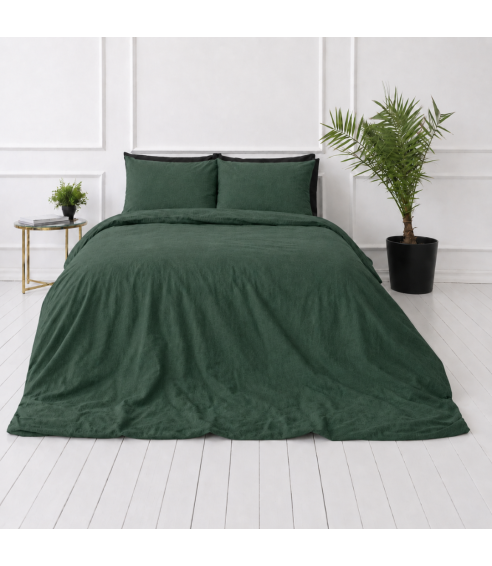 Lininė patalynė „Linen Dark Green“. Lininė patalynė