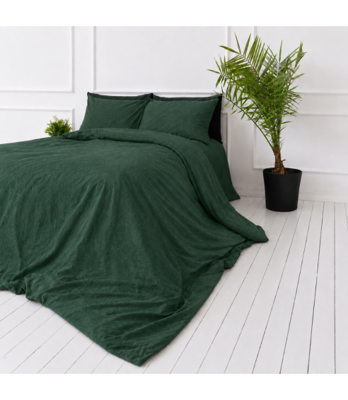 Lininė patalynė „Linen Dark Green“. Lininė patalynė