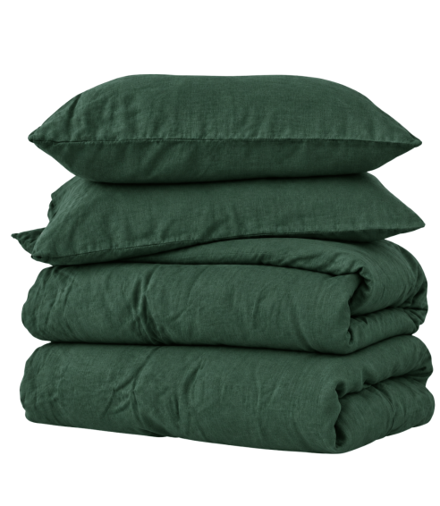 Lininė patalynė „Linen Dark Green“. Lininė patalynė
