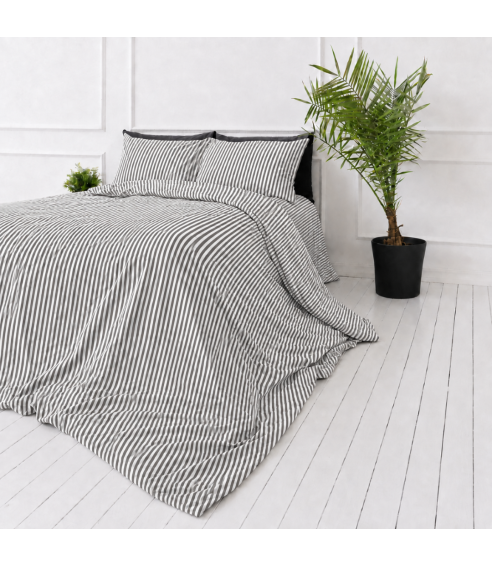 Lininė patalynė „Linen Grey Stripes“. Lininė patalynė
