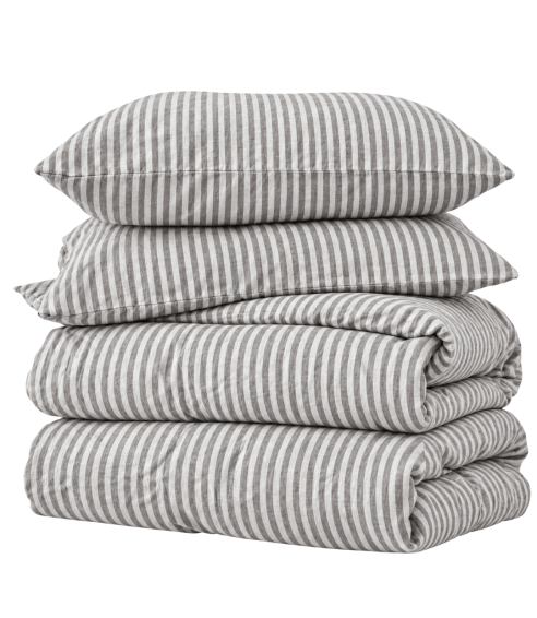 Lininė patalynė „Linen Grey Stripes“. Lininė patalynė