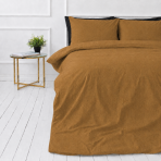 Lininė patalynė „Linen Mustard“. Patalynės komplektai 150x200, 140x200 cm, 150x200 cm, 160x200 cm, 180x200 cm, 200x200 cm, 200x220 cm, 220x240 cm. Šiltas karamelinis patalynės komplektas su elegantišku vienspalviu dizainu.