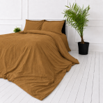 Lininė patalynė „Linen Mustard“. Patalynės komplektai 150x200, 140x200 cm, 150x200 cm, 160x200 cm, 180x200 cm, 200x200 cm, 200x220 cm, 220x240 cm. Sodrus rusvai garstyčių patalynės komplektas modernaus ir ramaus dizaino.