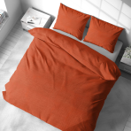 Lininė patalynė „Linen Orange“. Lininė patalynė, 140x200 cm, 200x200 cm, 200x220 cm, 220x240 cm. Minimalistinis lininis komplektas sodrios oranžinės spalvos.