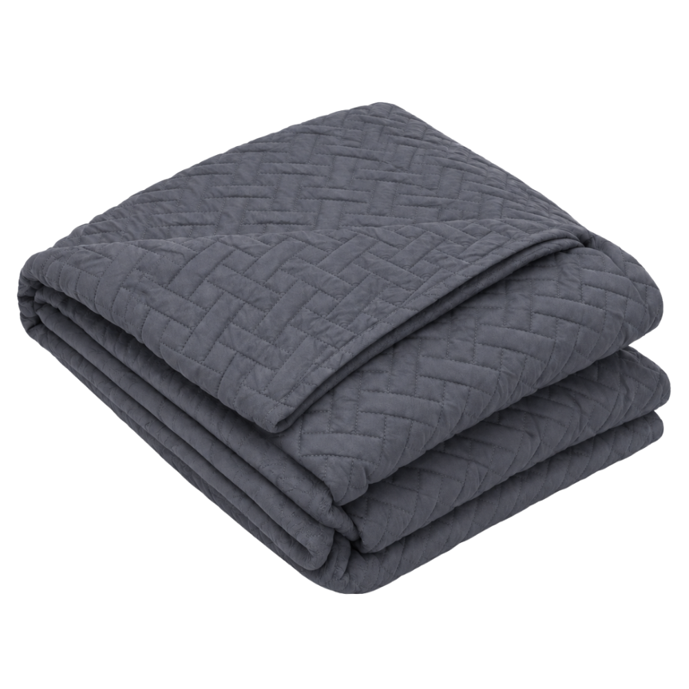 Lovatiesė „Bedspread Graphite“. Pledai, 210x240 cm. Tamsiai pilka lovatiesė su smulkiu geometriniu dygsniuotu raštu Lovatiesė „Bedspread Graphite“. Pledai, 210x240 cm. Tamsiai pilka lovatiesė su smulkiu geometriniu dygsniuotu raštu