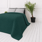 Lovatiesė „Bedspread Juniper“. Pledai, 210x240 cm. Smaragdinio atspalvio lovatiesė su tankiu pasikartojančiu pintu raštu