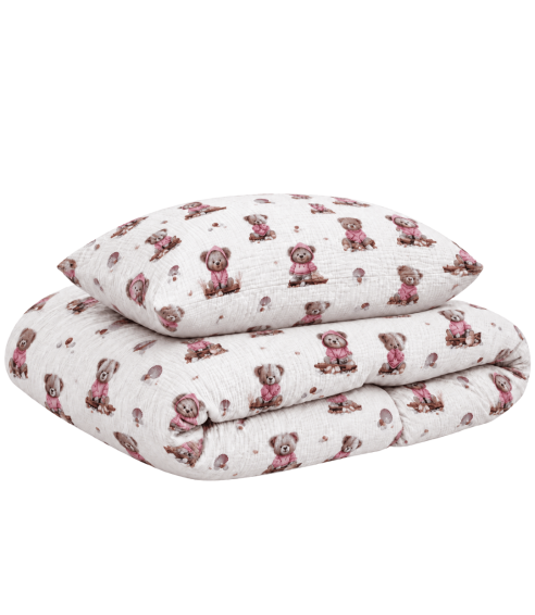Muslino patalynės komplektas „Fluffy Bear muslin“. Vaikiška patalynė