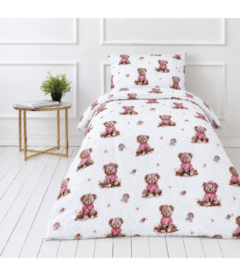 Muslino patalynės komplektas „Fluffy Bear muslin“. Vaikiška patalynė