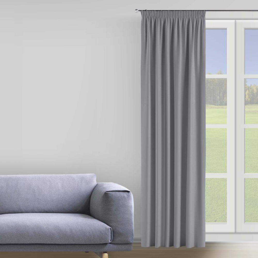 Naktinės užuolaidos „Gray blue“. Užuolaidos, 150x275 cm. Ramios melsvos spalvos užuolaidos, suteikiančios jūsų kambariui ramią ir ramią nuotaiką.