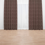 Naktinės užuolaidos „Brown baroque curtain“. Užuolaidos, 140x270 cm. Išsamiai sukurta tamsiai ruda žakardo užuolaida su klasikiniu ornamentiniu dizainu, skirtu rafinuotam interjerui.
