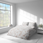 Patalynės komplektas „Aubrielle“. Raštuota patalynė, 140x200 cm, 150x200 cm, 160x200 cm, 180x200 cm, 200x200 cm, 200x220 cm, 220x240 cm. Patalynės komplektas su švelniu linijiniu gėlių ir lapų piešiniu