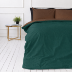 Patalynės komplektas „Brunette Juniper“. Žalia patalynė, 140x200 cm, 150x200 cm, 160x200 cm, 180x200 cm, 200x200 cm, 200x220 cm, 220x240 cm. Sodriai žalias patalynės komplektas su šokolado rudumo akcentais.