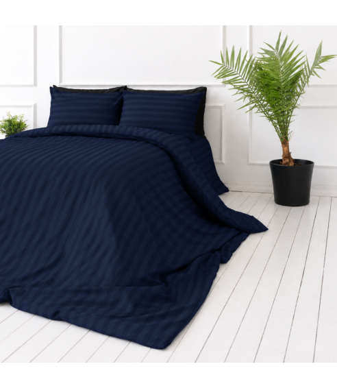 Patalynės komplektas „Dark Blue Stripes“. Patalynė viešbučiams