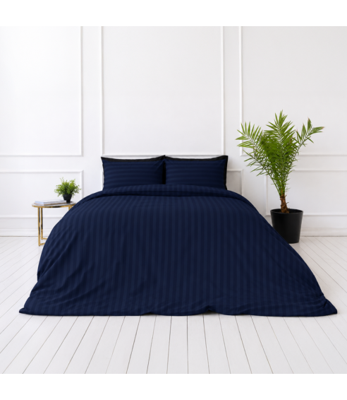 Patalynės komplektas „Dark Blue Stripes“. Patalynė viešbučiams