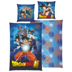 Patalynės komplektas „Dragon Ball Super“. Medvilninė patalynė, 135x200 cm. Mėlynas „dragon ball super“ patalynės dizainas su spalvingais anime personažais ir ryškiu logotipu