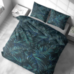 Patalynės komplektas „Fern Whisper“. Patalynės komplektai 140x200, 140x200 cm, 160x200 cm, 200x200 cm, 200x220 cm, 220x240 cm. Tamsiai žalias patalynės komplektas su gražiais paparčių lapų raštais, sukuriantis ramų ir gaivų atmosferą jūsų erdvėje.