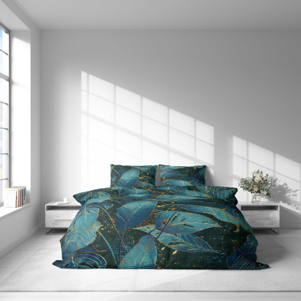 Patalynės komplektas „Luminare“. Žalia patalynė, 140x200 cm, 150x200 cm, 160x200 cm, 180x200 cm, 200x200 cm, 200x220 cm, 220x240 cm. Žalsvai mėlynas patalynės komplektas su auksiniais akcentais. Patalynės komplektas „Luminare“. Žalia patalynė, 140x200 cm, 150x200 cm, 160x200 cm, 180x200 cm, 200x200 cm, 200x220 cm, 220x240 cm. Žalsvai mėlynas patalynės komplektas su auksiniais akcentais.