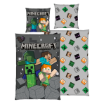 Patalynės komplektas „Minecraft“. Medvilninė patalynė, 135x200 cm. Tamsiai pilkas patalynės komplektas su spalvingais „minecraft“ personažais. Patalynės komplektas „Minecraft“. Medvilninė patalynė, 135x200 cm. Tamsiai pilkas patalynės komplektas su spalvingais „minecraft“ personažais.
