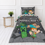 Patalynės komplektas „Minecraft“. Medvilninė patalynė, 135x200 cm. „minecraft“ patalynė su žaliais personažais ir pilkų blokų raštu. Patalynės komplektas „Minecraft“. Medvilninė patalynė, 135x200 cm. „minecraft“ patalynė su žaliais personažais ir pilkų blokų raštu.