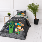 Patalynės komplektas „Minecraft“. Medvilninė patalynė, 135x200 cm. Juodos ir pilkos spalvų patalynė su „minecraft“ užrašu bei turkio ir oranžiniais akcentais. Patalynės komplektas „Minecraft“. Medvilninė patalynė, 135x200 cm. Juodos ir pilkos spalvų patalynė su „minecraft“ užrašu bei turkio ir oranžiniais akcentais.