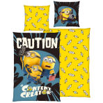 Patalynės komplektas „Minions“. Medvilninė patalynė, 135x200 cm. Geltonas „minions“ patalynės dizainas su smulkiais pakalikų akių motyvais Patalynės komplektas „Minions“. Medvilninė patalynė, 135x200 cm. Geltonas „minions“ patalynės dizainas su smulkiais pakalikų akių motyvais