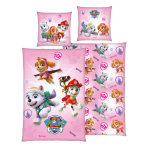 Patalynės komplektas „Paw Patrol Pink“. Medvilninė patalynė, 135x200 cm. Rožinis patalynės komplektas su „paw patrol“ šuniukais ir spalvingais ženkleliais. Patalynės komplektas „Paw Patrol Pink“. Medvilninė patalynė, 135x200 cm. Rožinis patalynės komplektas su „paw patrol“ šuniukais ir spalvingais ženkleliais.