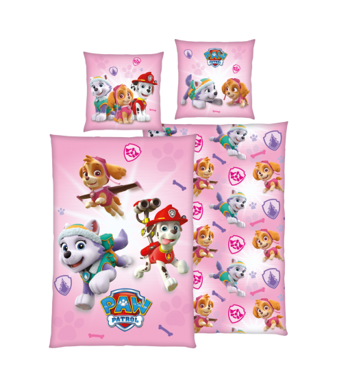 Patalynės komplektas „Paw Patrol Pink“. Medvilninė patalynė