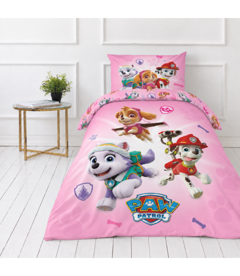 Patalynės komplektas „Paw Patrol Pink“. Medvilninė patalynė