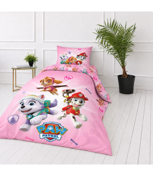 Patalynės komplektas „Paw Patrol Pink“. Medvilninė patalynė