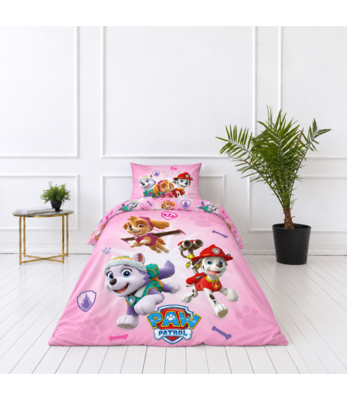 Patalynės komplektas „Paw Patrol Pink“. Medvilninė patalynė