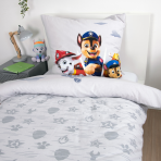 Patalynės komplektas „Paw Patrol“. Vaikiška patalynė, 135x200 cm. Pilkai baltas dizainas su letenėlėmis, ženkliukais ir „paw patrol“ simboliais. Patalynės komplektas „Paw Patrol“. Vaikiška patalynė, 135x200 cm. Pilkai baltas dizainas su letenėlėmis, ženkliukais ir „paw patrol“ simboliais.